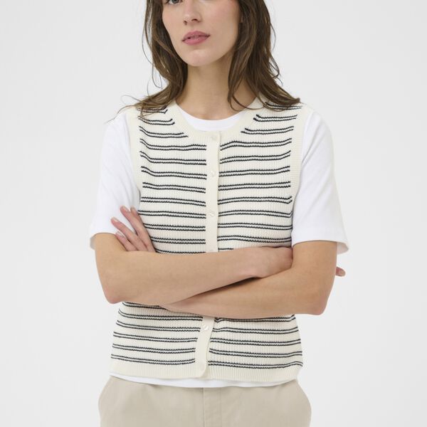 GemmaPW Cardigan, dark navy twin stripe, Part Two