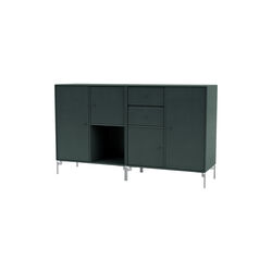 COUPLE Sideboard with Chrome Legs, 163 black jade, Montana Furniture