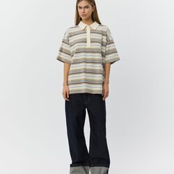 PilSW gestreiftes Oversize-Poloshirt, off white striped, Sofie Schnoor