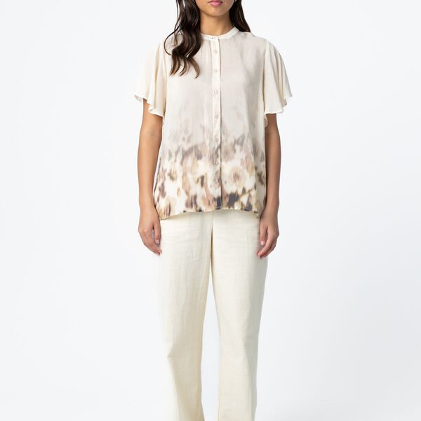 Ruffle top in Floral border print, floral border print, Coster Copenhagen