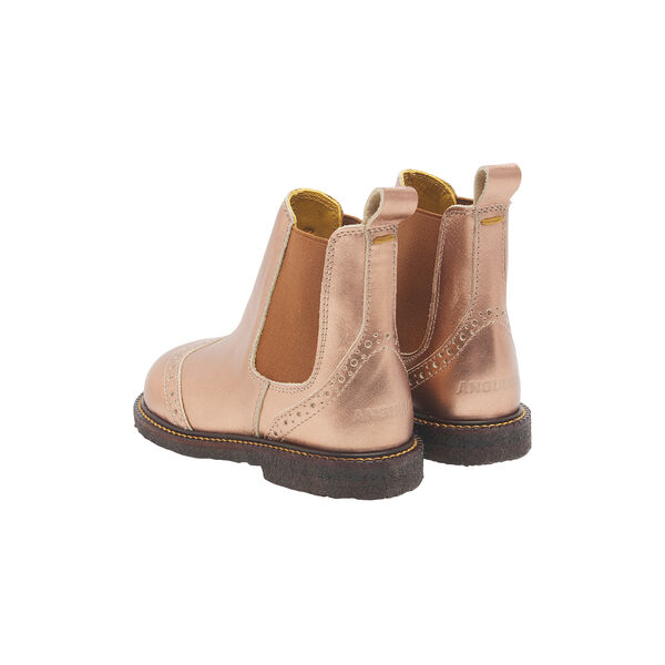 Chelsea-Stiefelette mit Brogue-Lochmuster, Bronze-Metallic/Cognac, ANGULUS