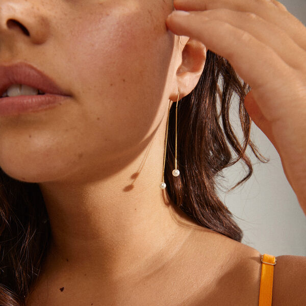 EUONIA Pearl Chain-Earrings, gold, Pilgrim