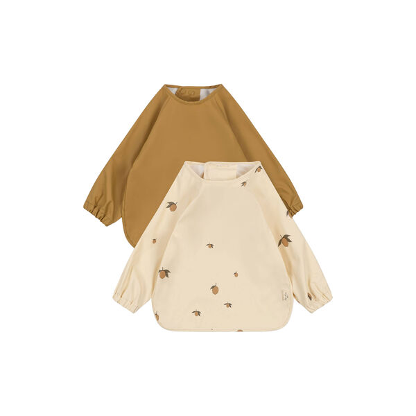 2-pack Dinner Bib with Sleeves, lemon, Konges Sl&oslash;jd