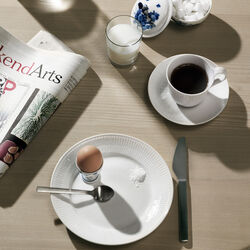 Wei&szlig; Gerippt Tasse mit hohem Henkel und Untertasse, 25 cl, Royal Copenhagen