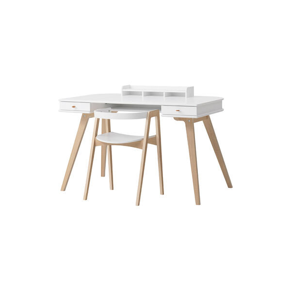Wood Desk 72,6 cm & Armchair Set, white/oak, Oliver Furniture