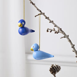 Winter birds ornament 2 pcs, blue/light blue, Kay Bojesen Denmark