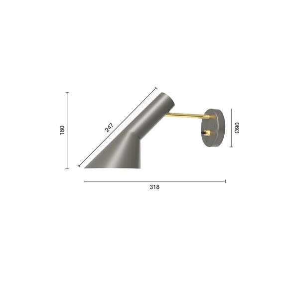 AJ Wall Lamp, brass/warm grey, Louis Poulsen