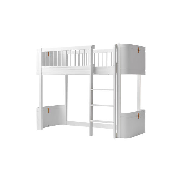 Wood Mini+ Low Loft Bed 68x162 cm, white, Oliver Furniture