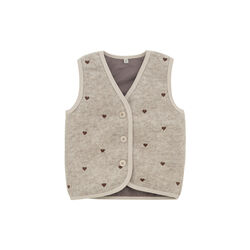 Vest Wool Emb. w. Lining, sand melange, HUTTEliHUT