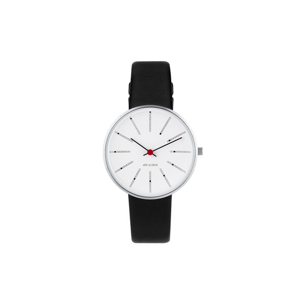 Bankers Wrist Watch, white/steel/black, Arne Jacobsen Watches
