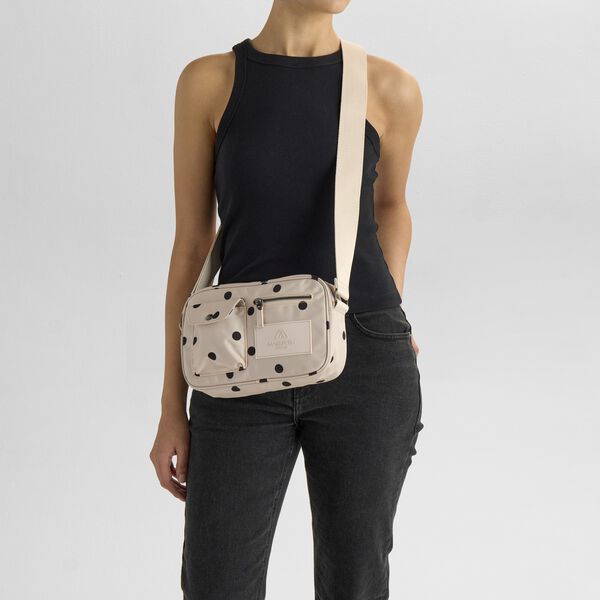 DarlaMBG Umh&auml;ngetasche. Monochrom, Polka Dots, creme, Markberg