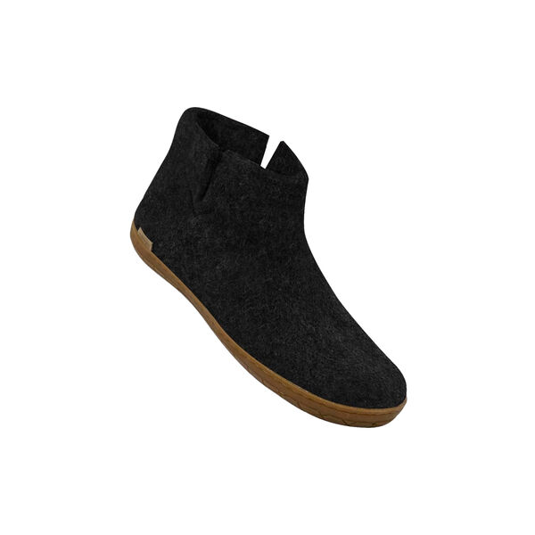 Felt Ankle Boot with Natural Rubber Sole, charcoal, Glerups
