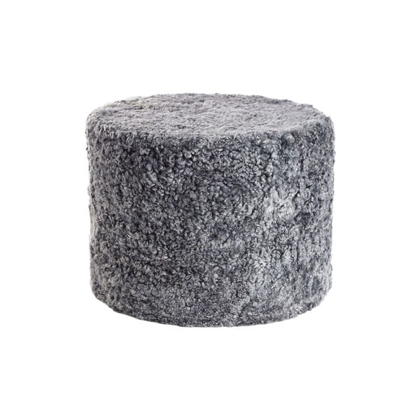 Pouf aus neuseel&auml;ndischem kurzhaarigem und gelocktem Lammfell, light grey, NATURES Collection