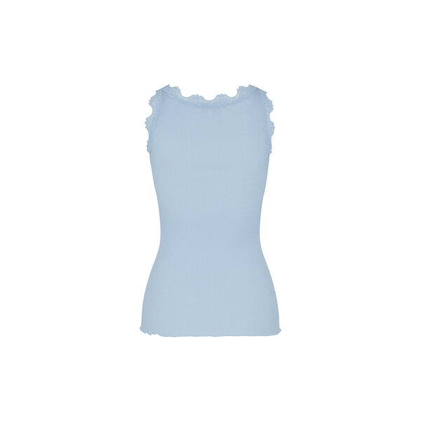 Silk Top w/ Lace , heather sky, Rosemunde