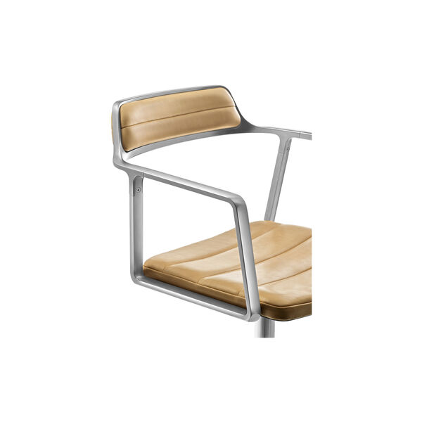 VIPP452 Drehstuhl mit Gleitern, Sand/poliertes Aluminium, Vipp
