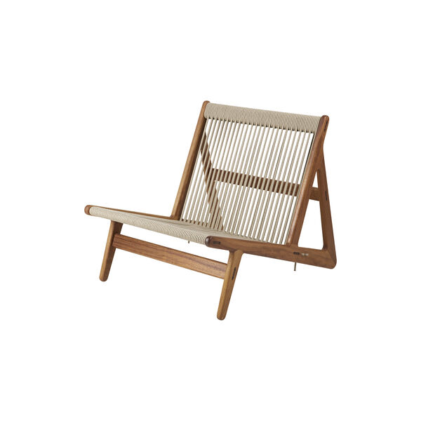 MR01 Outdoor Initial Lounge Chair, ge&ouml;ltes Iroko/Sunfire Melange Beige/Sand, GUBI