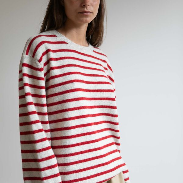 Charlie Strickpullover, red creme, Studio Feder