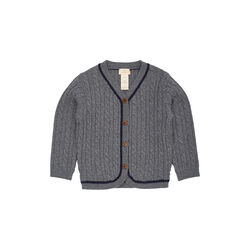 Cardigan aus Lammwolle im Grandad-Stil, dark grey/blue comb., Copenhagen Colors Organics
