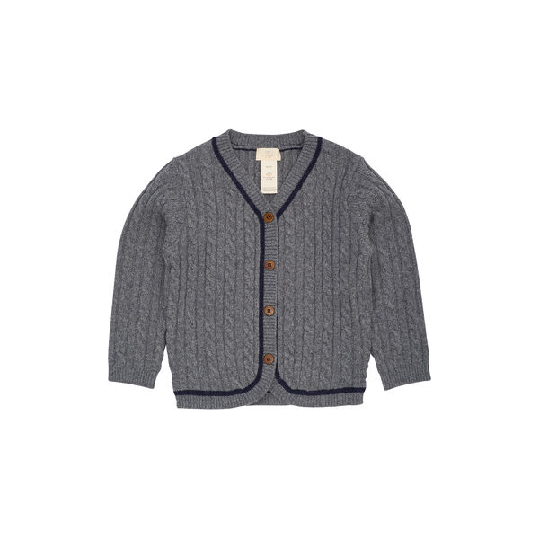 Cardigan aus Lammwolle im Grandad-Stil, dark grey/blue comb., Copenhagen Colors Organics