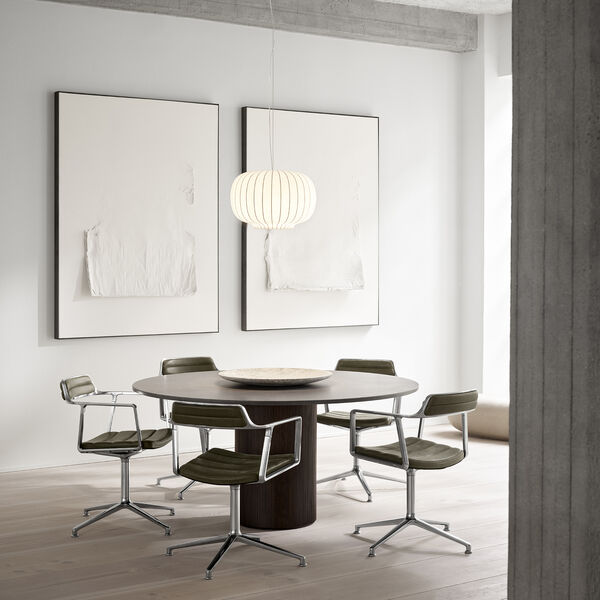 VIPP452 Drehstuhl mit Gleitern, Bosco-Gr&uuml;n/poliertes Aluminium, Vipp