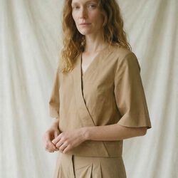 Pia Blouse S/S, sand, LA RŌUGE