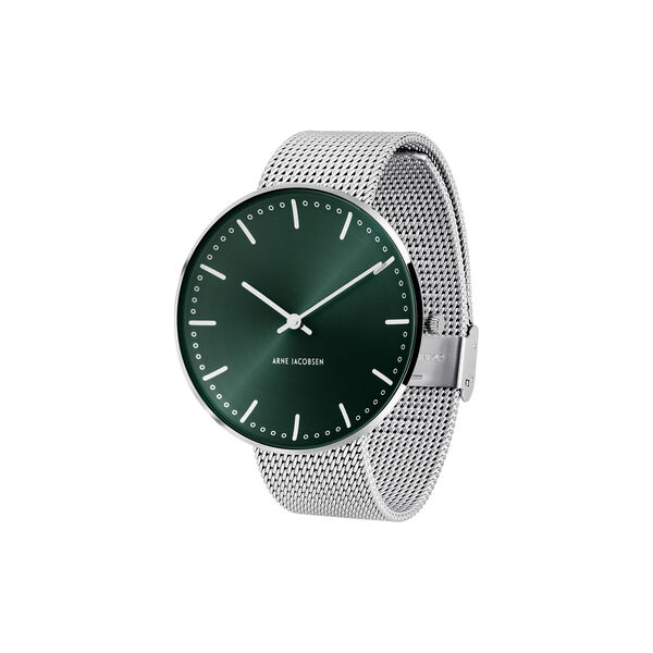 City Hall Armbanduhr, evergreen/steel, Arne Jacobsen Watches
