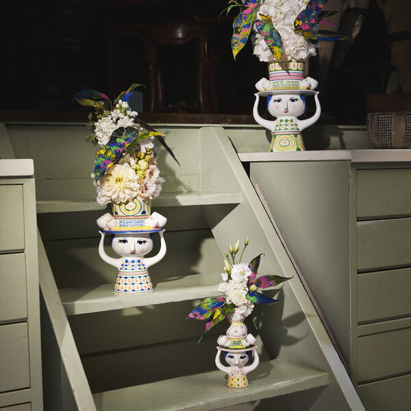 Dame mit Hut Vase, blau, Bj&oslash;rn Wiinblad