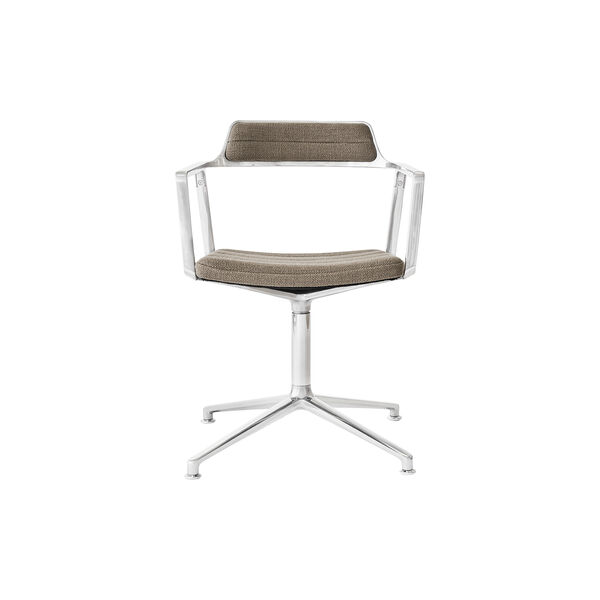 VIPP452 Drehstuhl mit Gleitern, dunkel sandfarben/poliertes Aluminium VIPP452 Drehstuhl mit Gleitern, dunkel sandfarben/poliertes Aluminium, Vipp