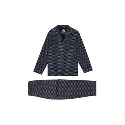 Megeve Pyjamas, navy off white print/grey piping, Ambassador 1867