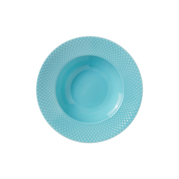 Rhombe Color Soup Plate Ø 24.5 cm, turquoise, Lyngby Porcelæn