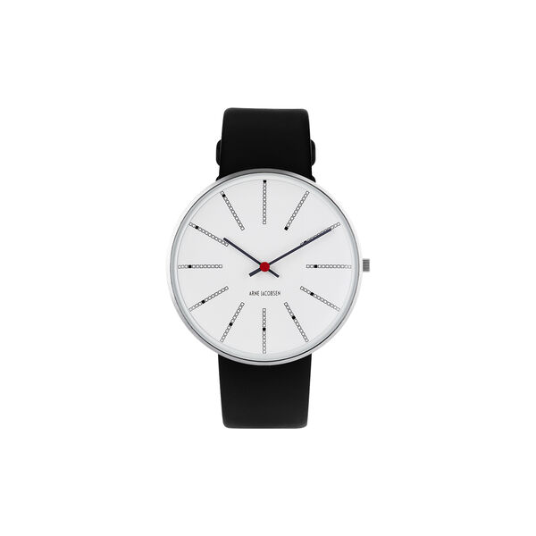 Bankers Wrist Watch, white/steel/black, Arne Jacobsen Watches