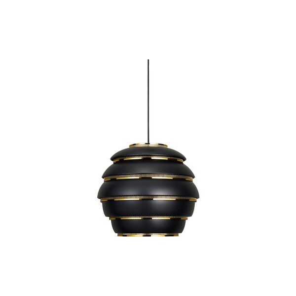 Pendant Light A331 “Beehive“, black/brass-plated, Artek