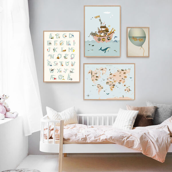 Weltkarte mit Tieren Plakat, ViSSEVASSE