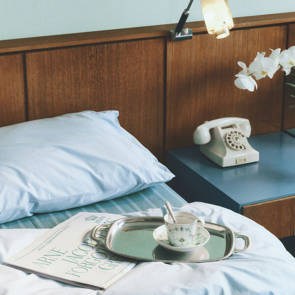 Gr&uuml;ne, gerippte Musselmalet-Tasse mit Untertasse 24 cl, Royal Copenhagen