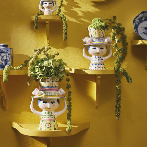 Dame mit Hut Vase, grün, Bjørn Wiinblad