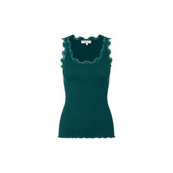 Silk Top w/ Lace , dark teal, Rosemunde
