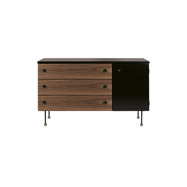 62 Sideboard mit 3 Schubladen, Nussbaum/Schwarz, GUBI