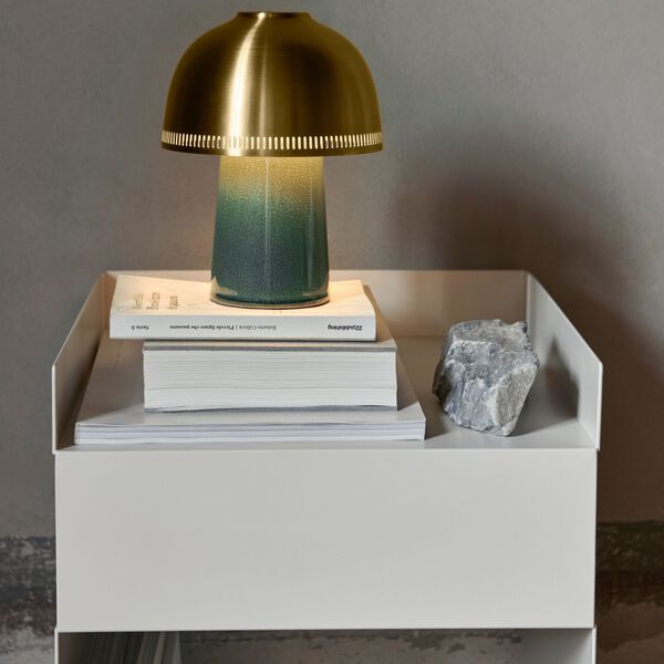 Raku SH8 Portable Table Lamp, blue green/brass, &Tradition