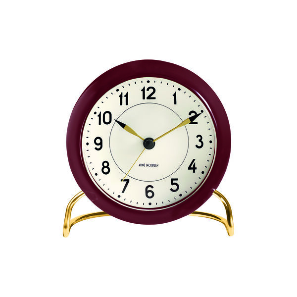 AJ Station Tischuhr, bordeaux, Arne Jacobsen Clocks