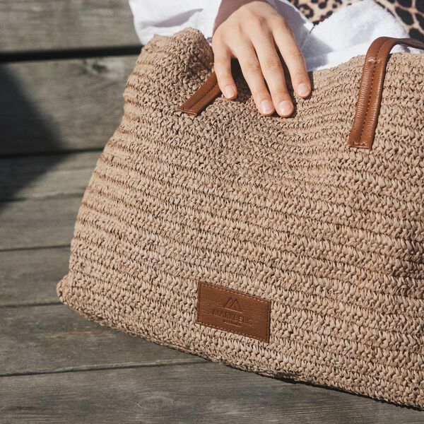 AvaniMBG Shopper, Raffia, natural w/cognac, Markberg