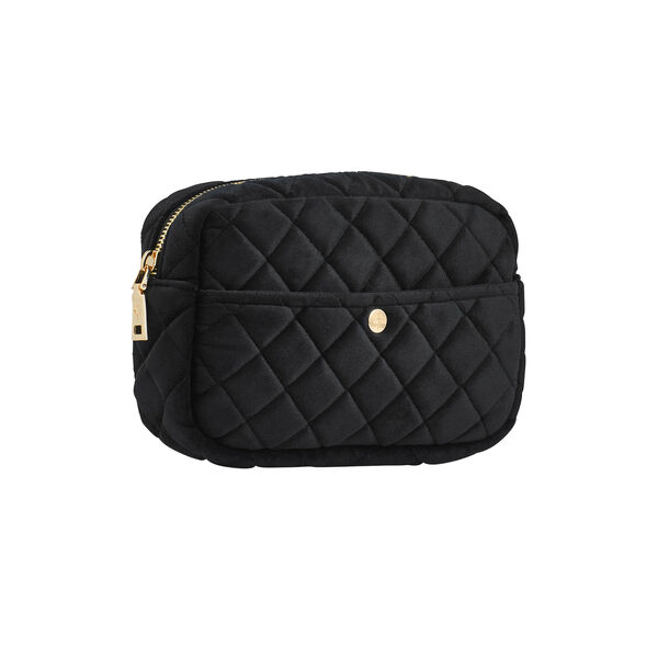 Beauty Bag Medium, black velvet, Fan Palm