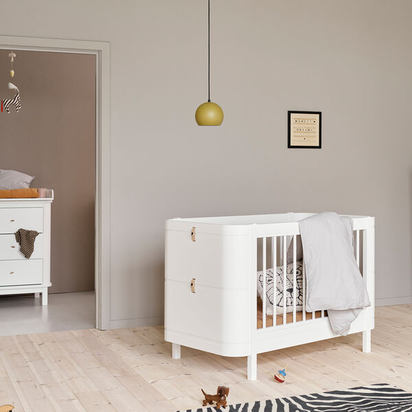 Wood Mini+ Cot Bed excl. Junior Kit 68x122 cm, white, Oliver Furniture