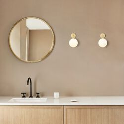 Apiales Hard-wired Wall Lamp, brushed brass/opal, Nuura