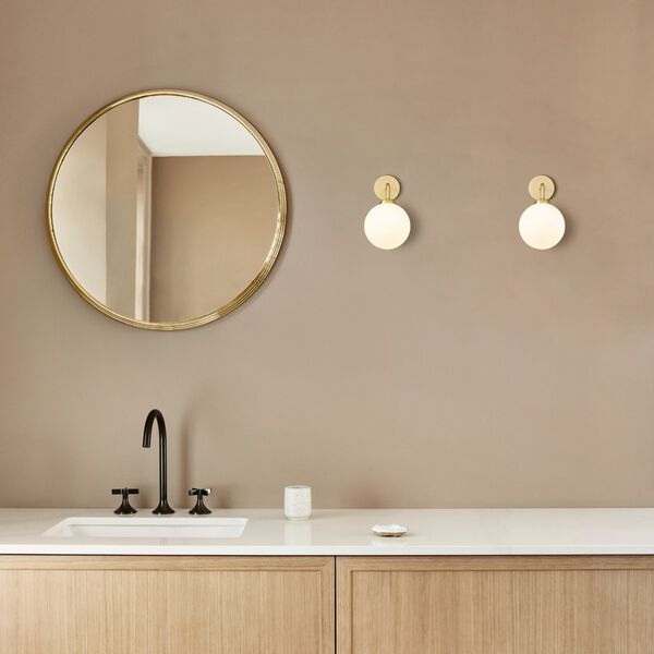 Apiales Hard-wired Wall Lamp, brushed brass/opal, Nuura