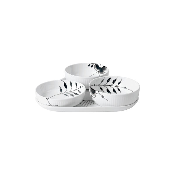 Schwarzes Mega Riflet Servierset, 4-teilig, Royal Copenhagen