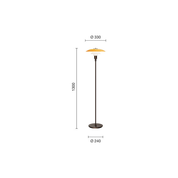 PH 3&frac12;-2&frac12; Floor Lamp Centenary Edition, amber/opal white, Louis Poulsen