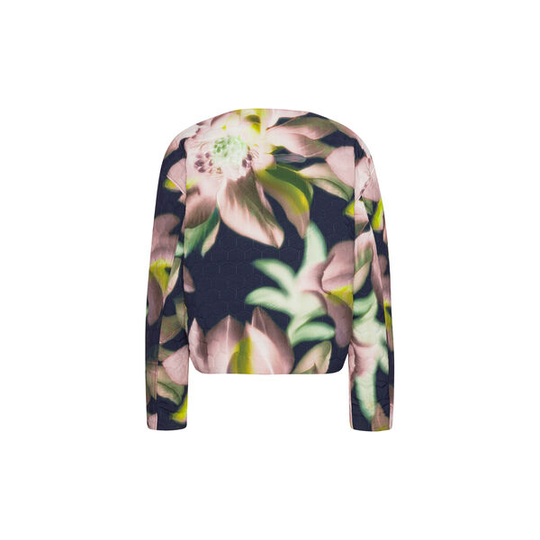 Short Quilted jacke, dark photoristic flower, Ilse Jacobsen Hornb&aelig;k
