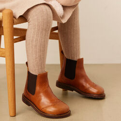 Chelsea-Stiefel mit Brogue-Lochmuster, mittelbraun, ANGULUS