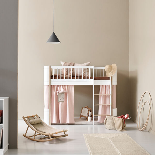 Wood Mini+ Low Loft Bed 68x162 cm, white/oak, Oliver Furniture