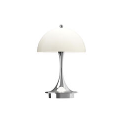 Panthella 160 Portable Table Lamp, chrome opal beige, Louis Poulsen